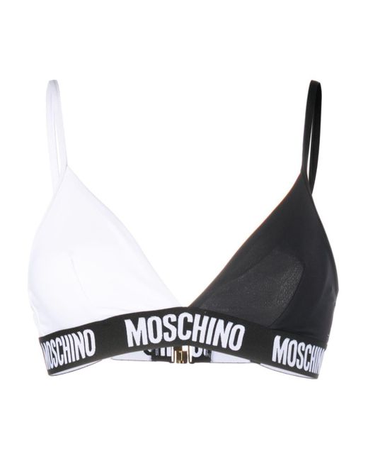 Moschino Black Bikinioberteil mit Logo-Print