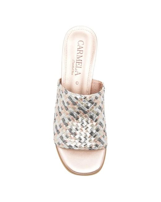 Carmela White Woven Block-Heel Sandals