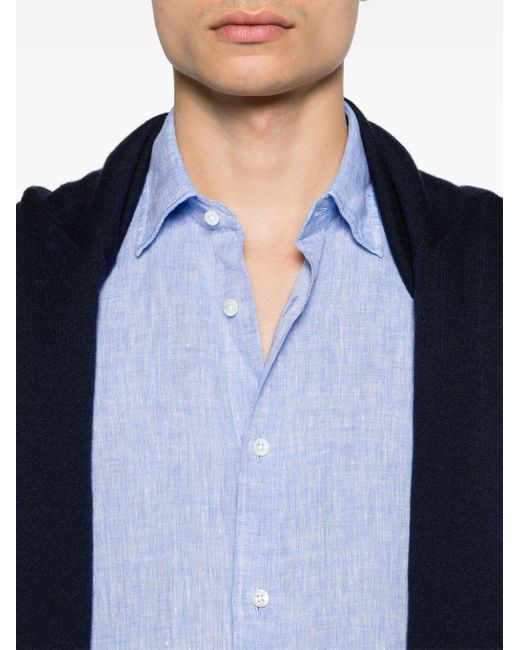 Glanshirt Blue Long-sleeve Linen Shirt for men