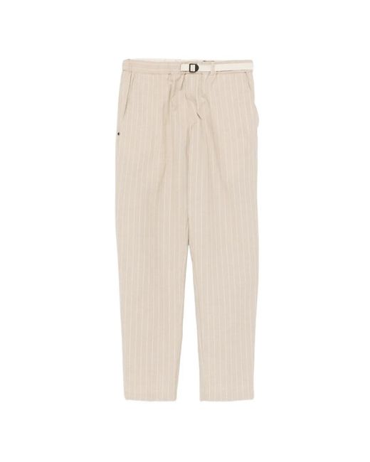 White Sand White Striped Belt Trousers for men