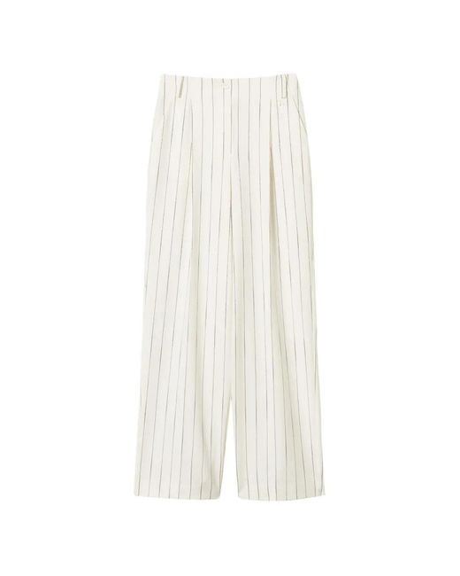 Twinset White Pinstripe Palazzo Trousers