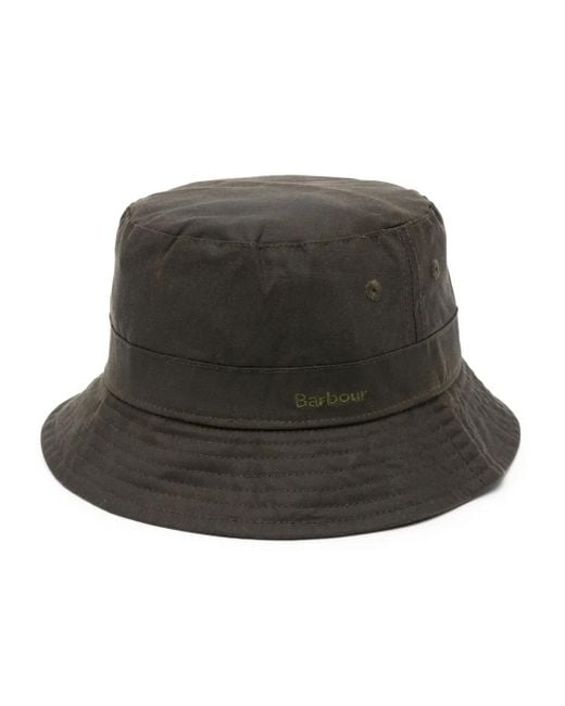 Barbour Black Fischerhut Mit Logo-Stickerei