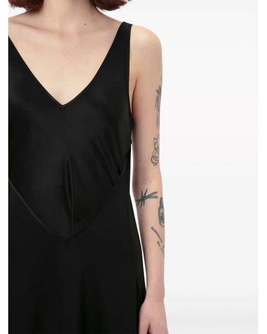J.W. Anderson Black Long-Sleeve Asymmetric-Hem Dress
