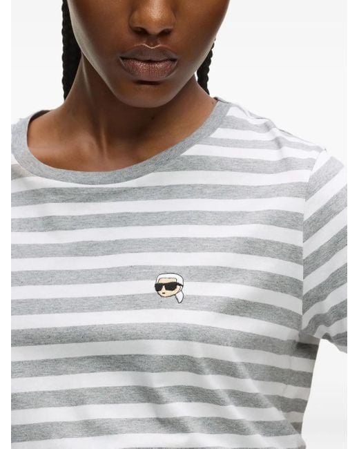 Karl Lagerfeld White Ikon Striped T-Shirt