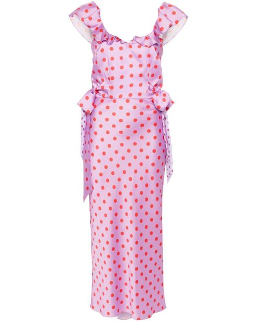 Parlor Pink Polka-dot Belted Midi Dress