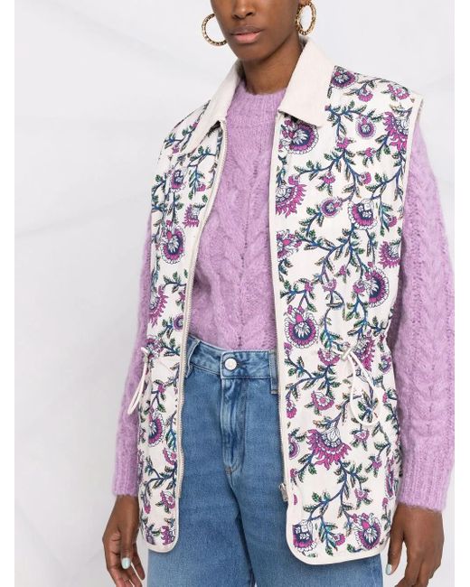 Isabel Marant White Floral-Print Gilet