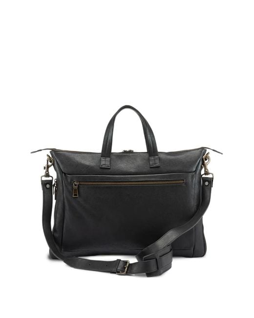 Officine Creative Black Zip Leather Backpack for men