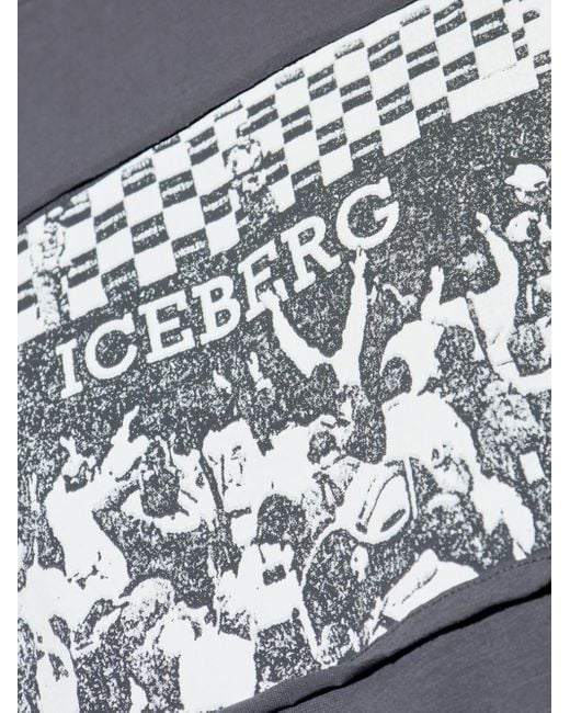 Iceberg T-Shirt Met Patch En Grafische Print in het Gray voor heren