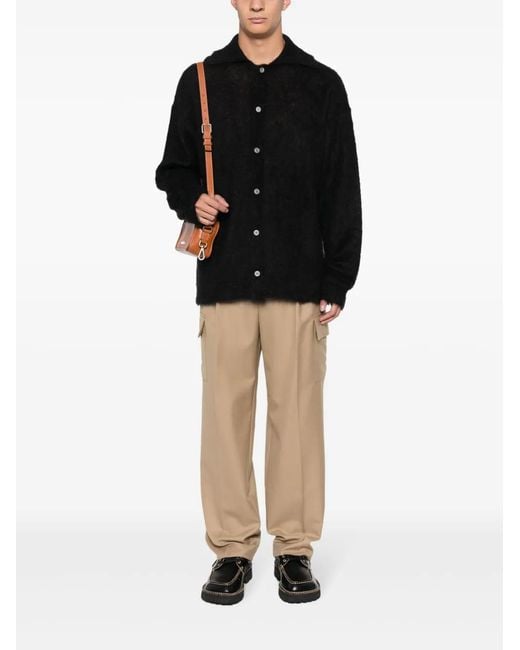 Bonsai Black Logo-Patch Buttoned Cardigan for men