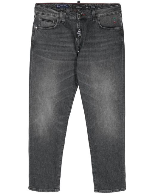 Philipp Plein Halbhohe Detroit Fit Straight-Leg-Jeans in Gray für Herren