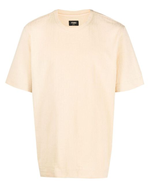 T-shirt con monogramma jacquard di Fendi in Natural da Uomo