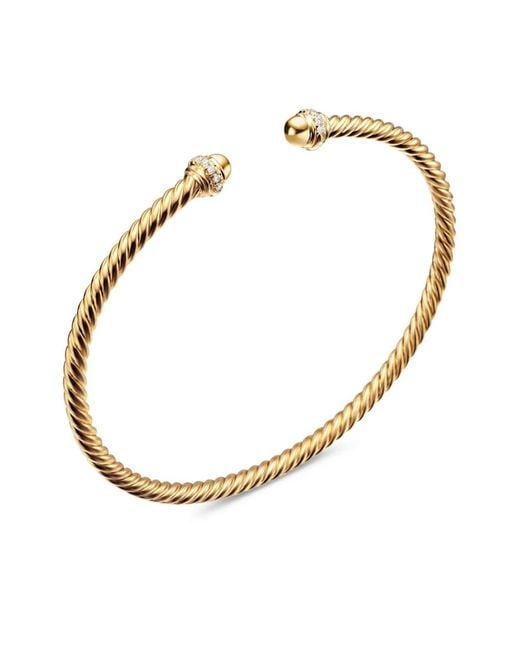 David Yurman White 18Kt Classic Cablespira Diamond Bracelet (3Mm)