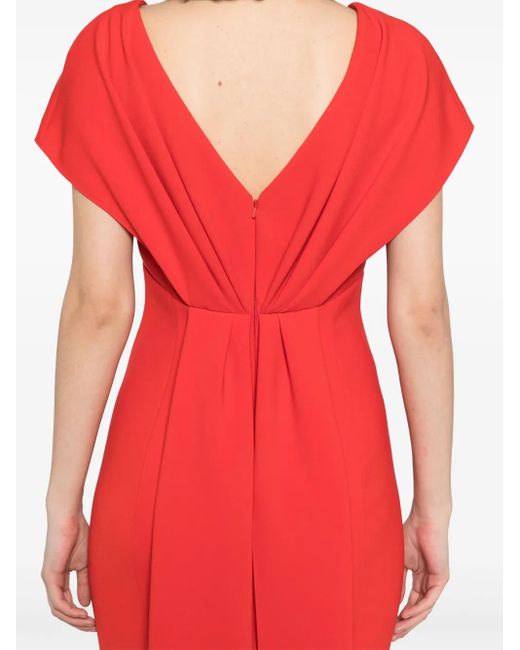 Amsale Robe Longue Italian En Crpe Stretch Col V in Red | Lyst Amsale Robe Longue Italian En Crpe Stretch Col V in Red | Lyst