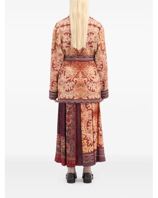 Pierre Louis Mascia Pink Damask-Pattern Belted Jacket