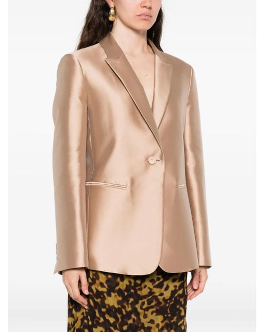 Alberta Ferretti Natural Buttoned Peak-Lapel Jacket