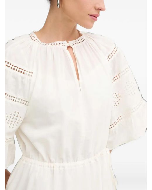 Marc O' Polo White Broderie-Anglaise Ruffled Mini Dress