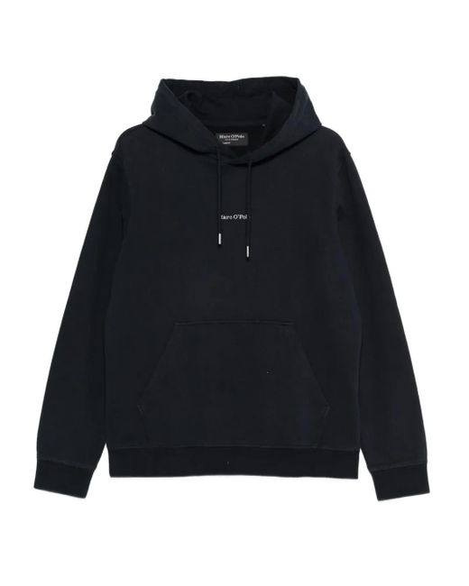 Marc O' Polo Black Embroidered-Logo Hoodie for men