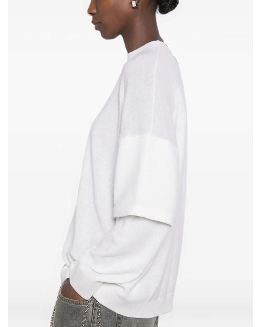 DARKPARK White Layered-Sleeves Sweater