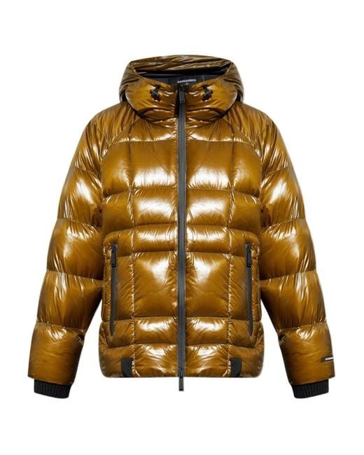 DSquared² Yellow Down Jacket With Hood for men