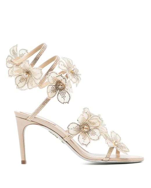 Rene Caovilla Peach Flower 80mm サンダル Metallic