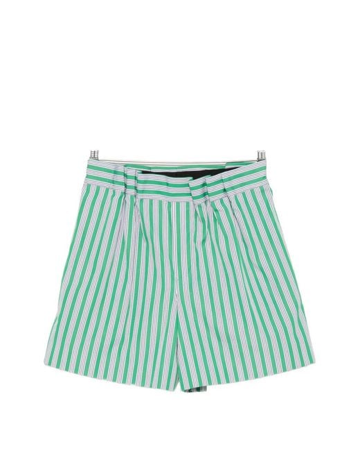 Loewe Green Striped Pleated Shorts