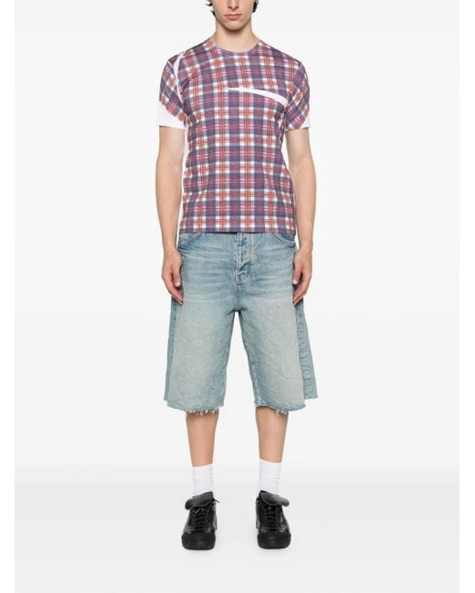 Comme des Garçons Pink Checked Panelled T-Shirt for men