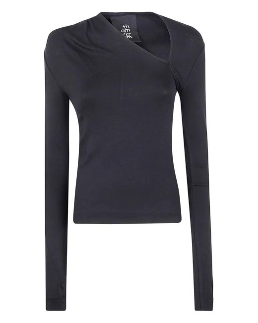 Thom Krom Blue Asymmetric Neckline Long-Sleeve Top