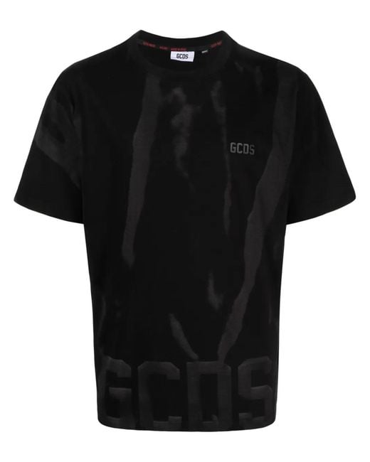 Gcds Black Logo-Print Cotton T-Shirt for men