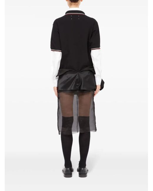 Maison Margiela Black Flower-Detail Tulle Midi Dress
