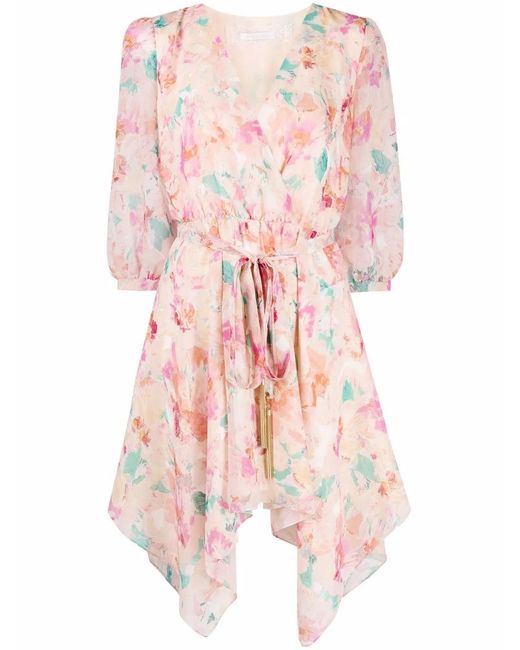 Patrizia Pepe Pink Maxi Blooming Rose-Print Mini Dress