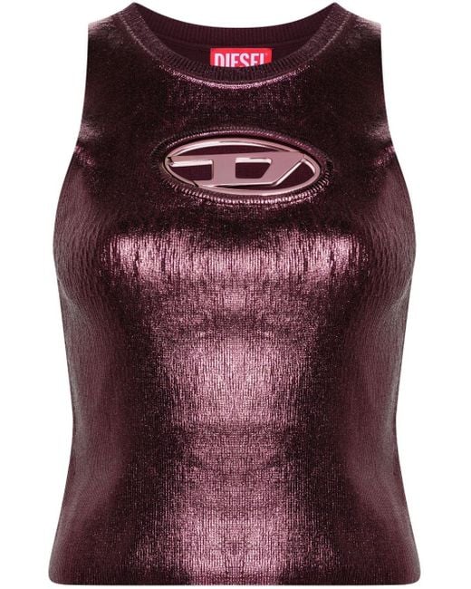 DIESEL Purple Br-m-onerva Foiled Tank Top