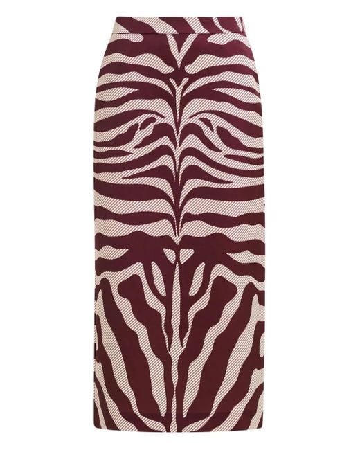 Essentiel Antwerp Red Zebra-Print Mid Skirt
