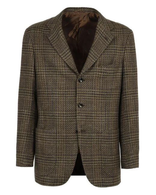 Kiton Green Checked Blazer for men