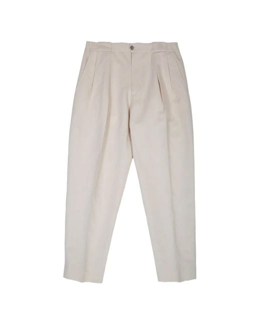 Briglia 1949 White Portobellos Pleated Elasticated-Waist Trousers for men
