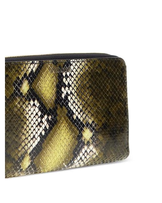Roberto Cavalli Green Snake-Effect Wallet