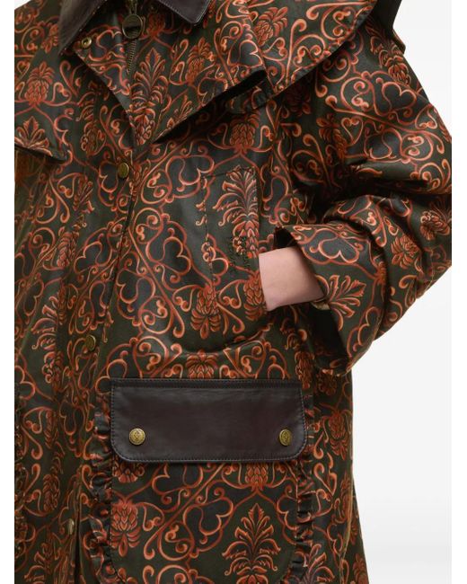 Farm Rio Brown Luana Ruffled-Collar Patterned Coat