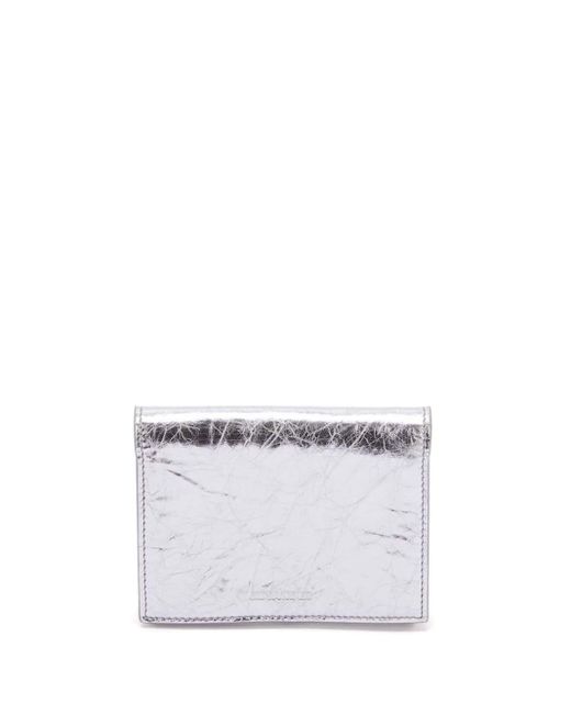 Jil Sander White Debossed-logo Metallic Leather Card Holder