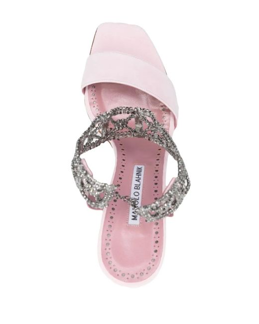 Manolo Blahnik White Lierasan 105Mm Suede Sandals