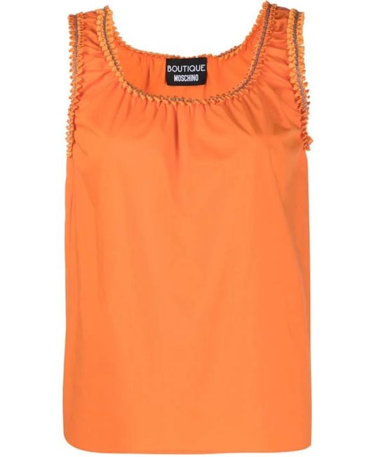 Boutique Moschino Orange Débardeur À Bords Festonnés