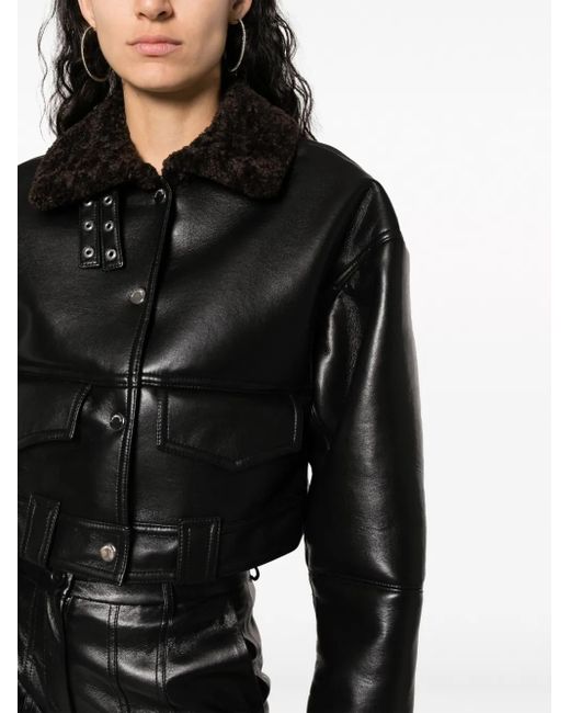 Nanushka Black Cropped Leather Jacket