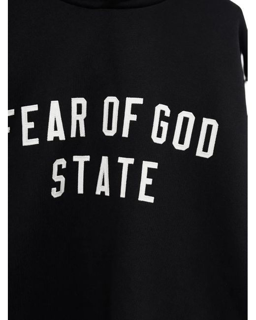 Fear Of God Black Logo-Patch Hoodie for men