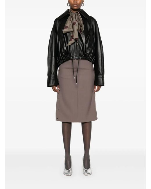Loewe Black Drawstring-Hem Leather Jacket