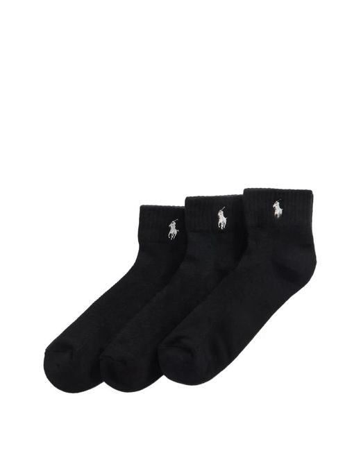 Polo Ralph Lauren Black Half-Cushioned Sport Ankle Socks (Set Of Three)