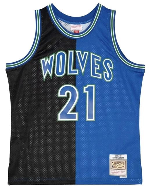 Mitchell & Ness Blue "Nba Timberwolves 1995 Kevin Garnett" Split Swingman Basketball Jersey for men