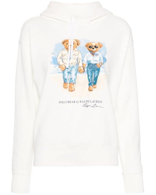 Polo Ralph Lauren White Ralph & Ricky Bear Fleece-Kapuzenpullover