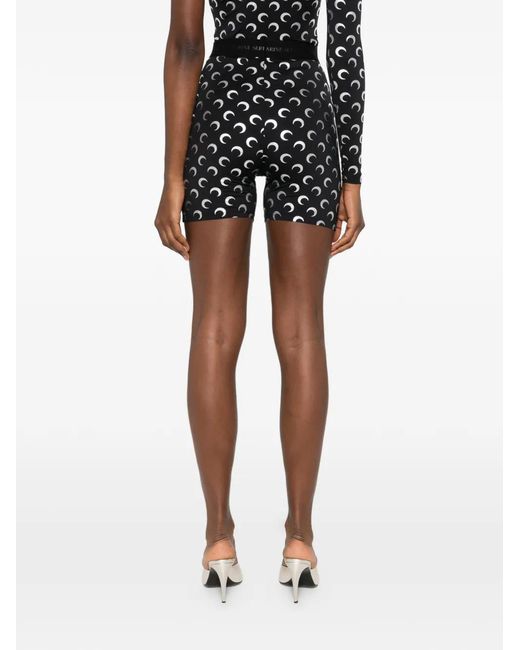 MARINE SERRE Black Moon-Printed Shorts