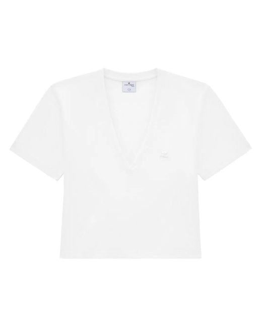 Courreges White T-Shirt With Logo Application