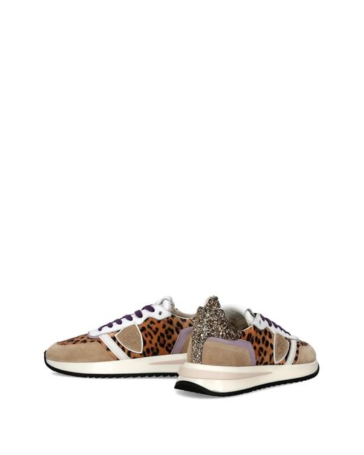Philippe Model White Tropez 2.1 Low Leopard-Print Sneakers