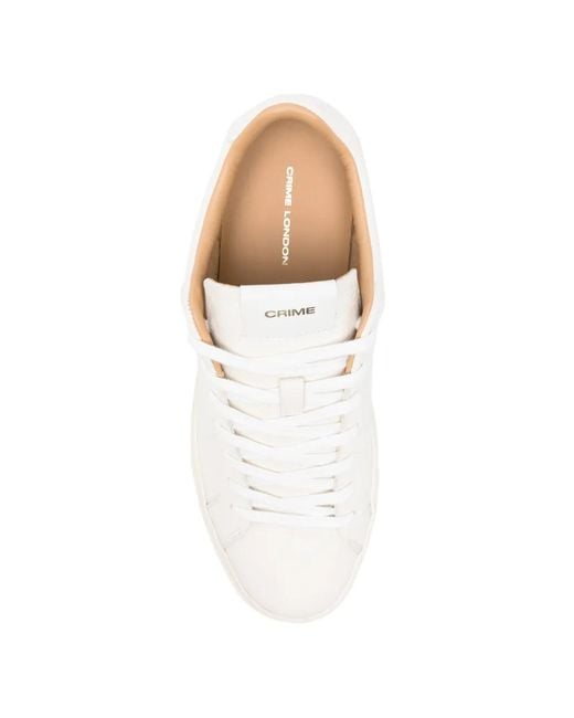 Crime London White Extralight Leather Sneakers for men