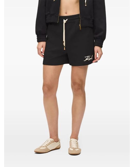 Karl Lagerfeld Black Logo-Detail Shorts
